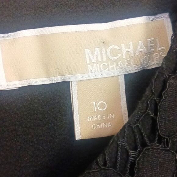 Michael Michael Kors black lace floral short sleeve modest midi dress sz 10 - Picture 14 of 15